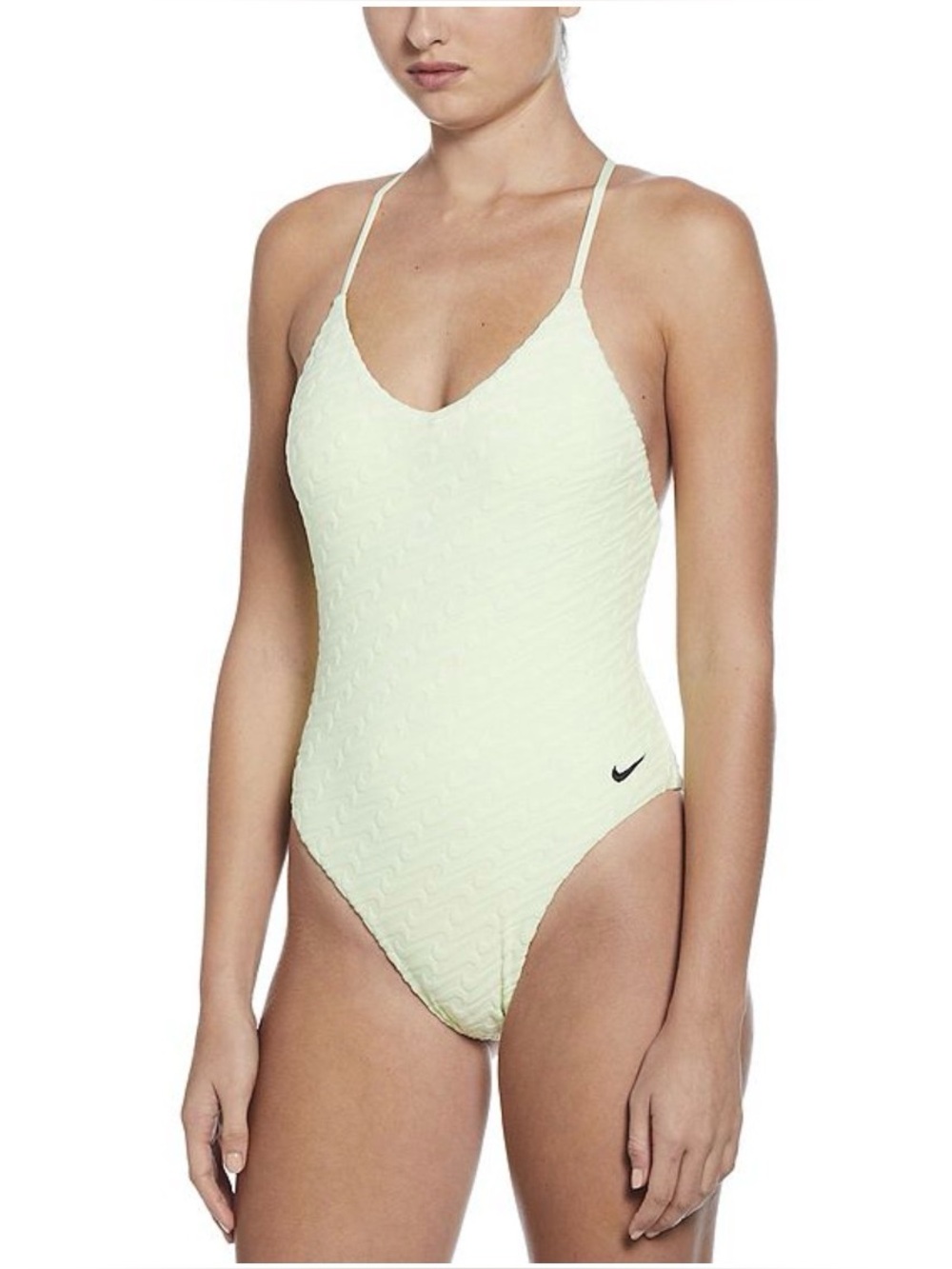 Nike swoosh link y-link one piece swim yellow size large